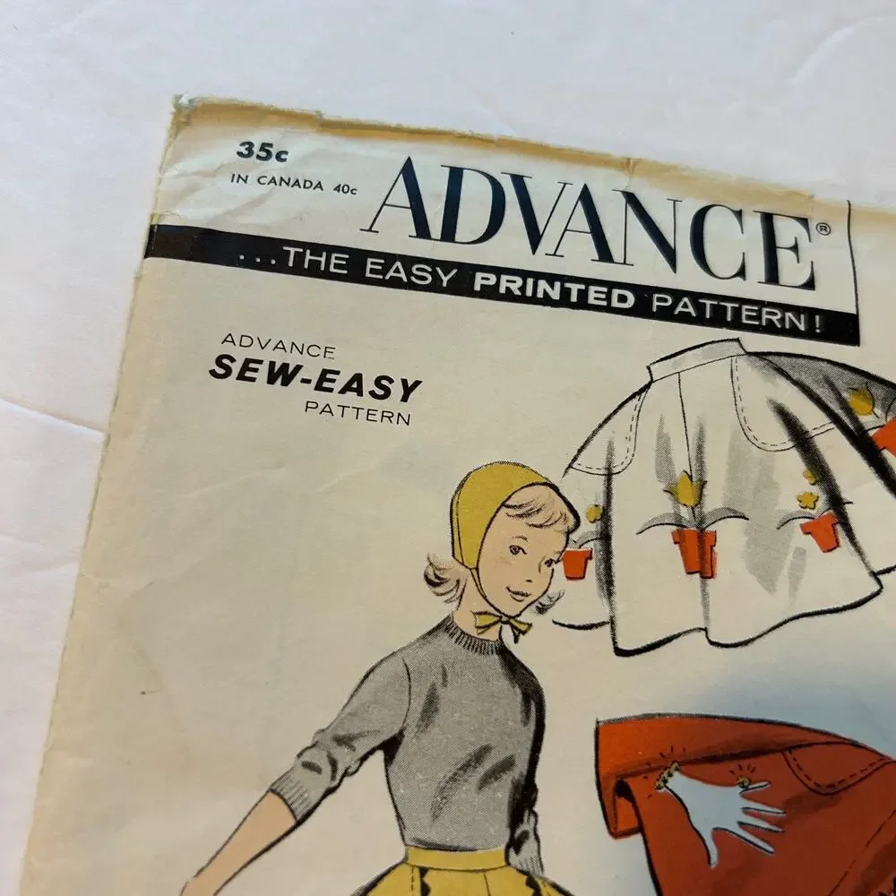 Advance Vintage 1950's‎ Pattern #8076  Girls Circle Poodle Skirt and Cap Size 6